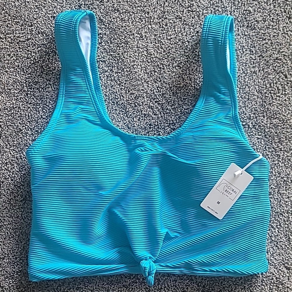 Medium Coral Reef Traveler Swim Top Seaside Blue